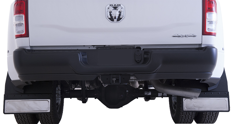 2019-2024 Ram 3500 Dually Kickback - Black Powdercoated Steel, 20" Fusion Flap with Stainless Insert